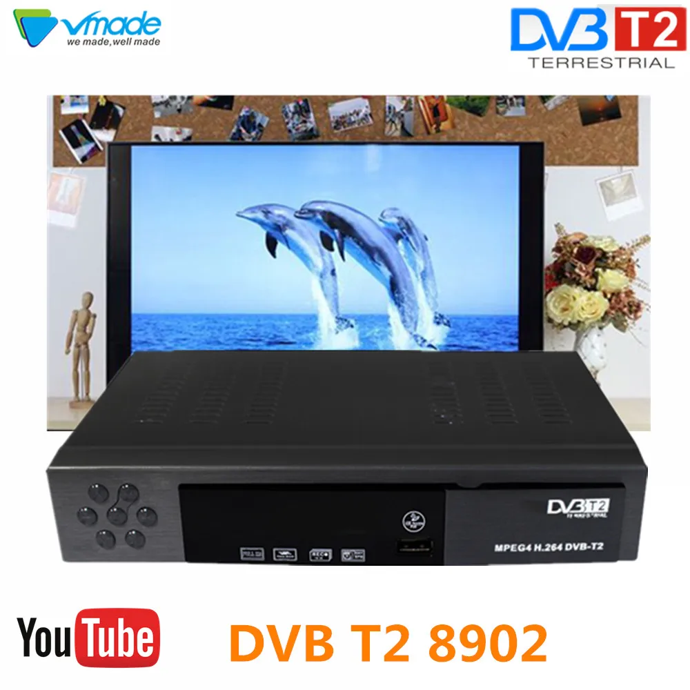 Vmade full HD 1080 P DVB T2 наземный ТВ приемник H.264 MPEG 4 8902 цифровой бокс поддерживает YouTube PVR