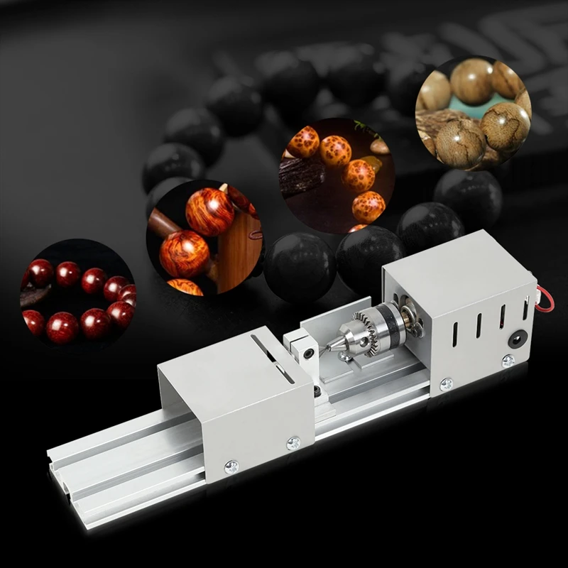 Мини токарный станок 96W для бисера и деревообработки, DIY, стандартный набор, US Plug DC12-24V с мощным режущим станком для дерева.