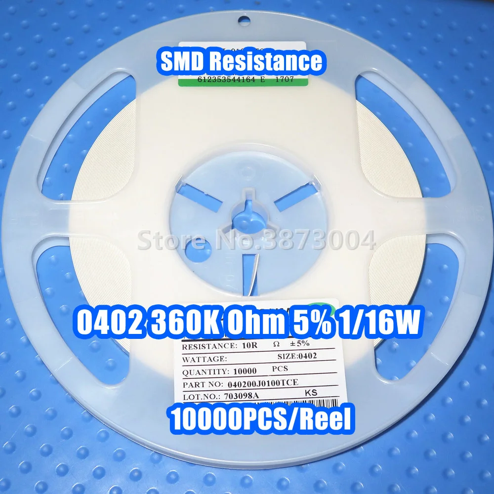 

1 Reel 0402 360k 360K Ohm 5% 1/16W SMD resistance 10000PCS/Reel