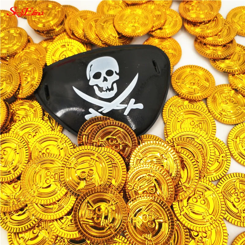 Новинка 50 шт. пиратские золотые монеты пластиковые игровые для детской