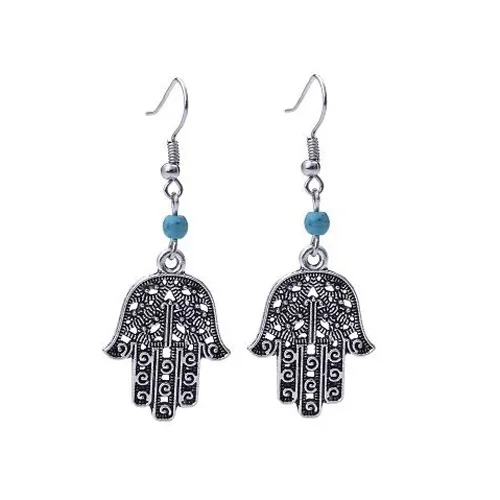 Лидер продаж модные винтажные длинные серьги подвески Hamsa с искусственными