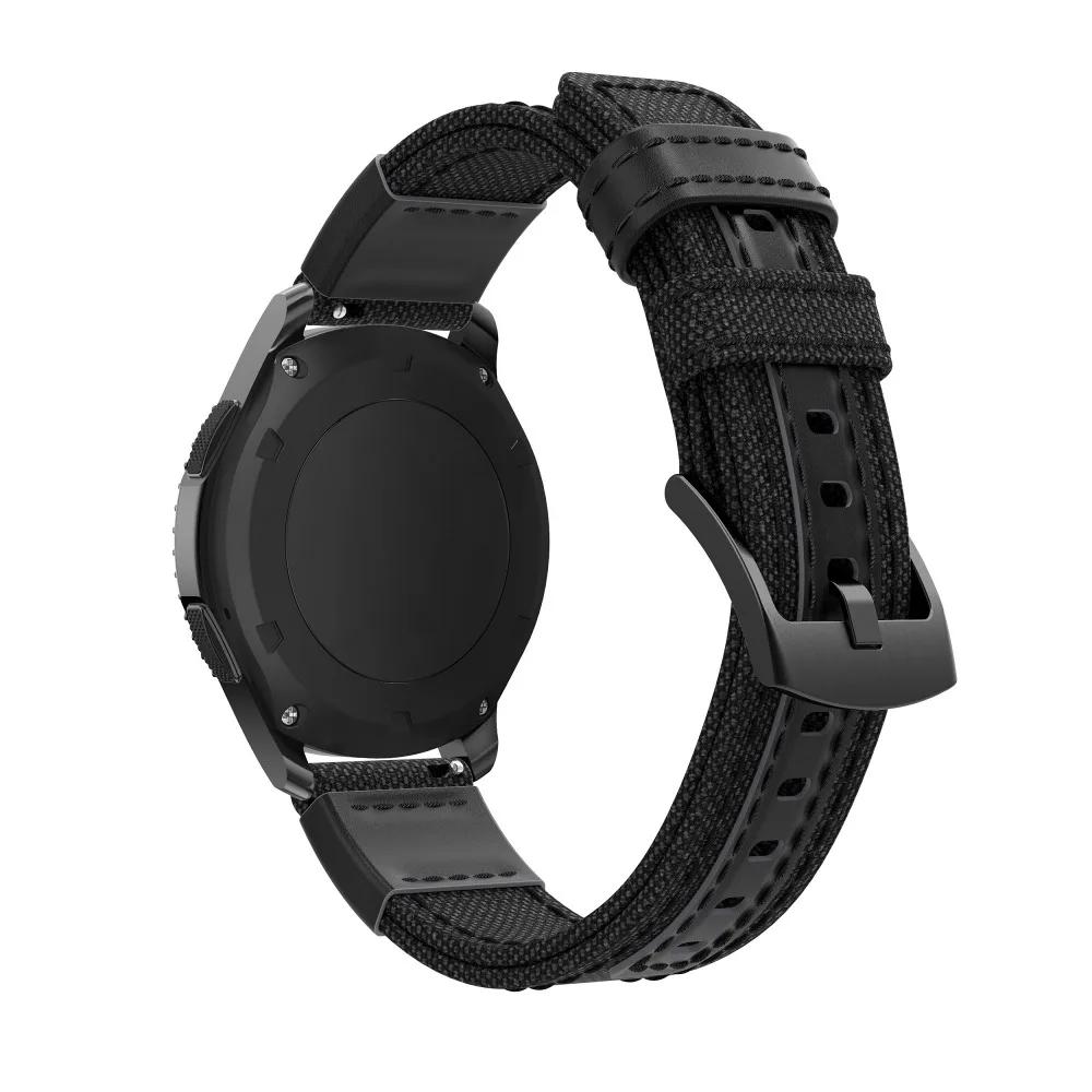 Спортивные тканый нейлоновый ремешок кожаный для наручных часов Samsung Gear S3 Frontier S2