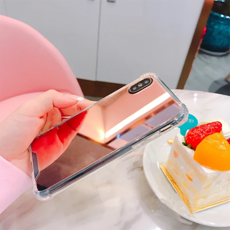Чехол с зеркалом для макияжа iphone XS Max XR 7 8 plus мягкий силиконовый чехол iPhone 6 s
