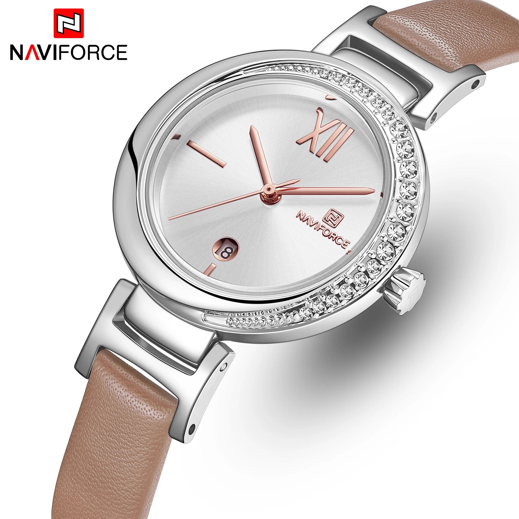 Топ NAVIFORCE женские Брендовые Часы распродажа Модные Наручные часы Кварцевые