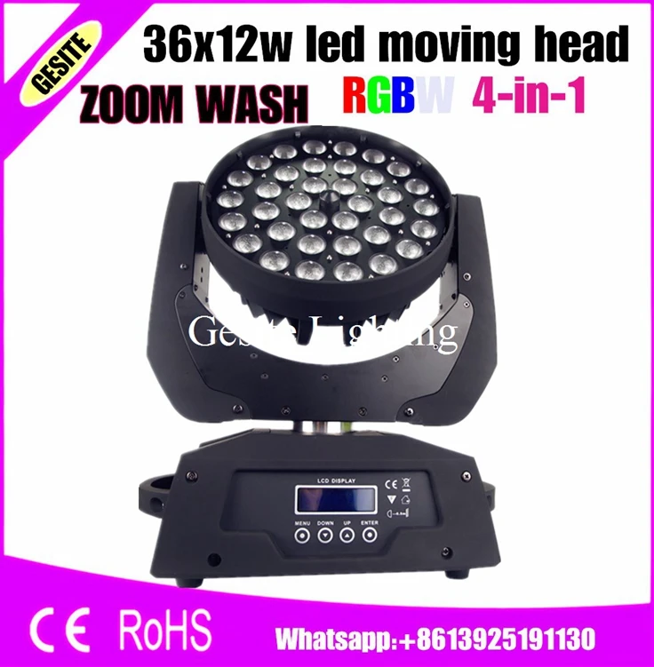 2 шт./лот сценическое оборудование 36x10 Вт Zoom Wash Led rgbw Moving Head Light 4in 1 Lighting|stage equipment|moving