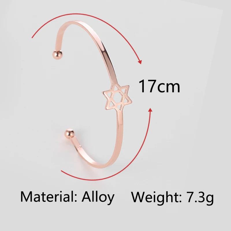 Простой счастливый гексаграмма полые звезды позолоченные розовое золото