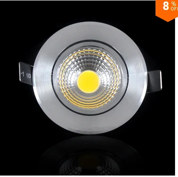 silver shell aluminum 3W 5W 7W LED COB chip downlight Recessed Ceiling light Spot Light Lamp White/ warm white | Освещение