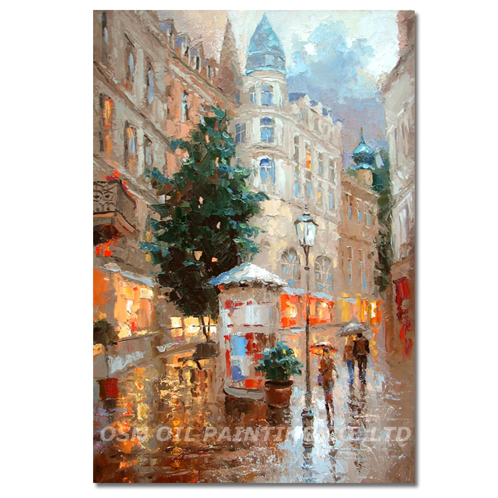 Dafen Master Artist ручная роспись высокое качество впечатление уличный пейзаж картина