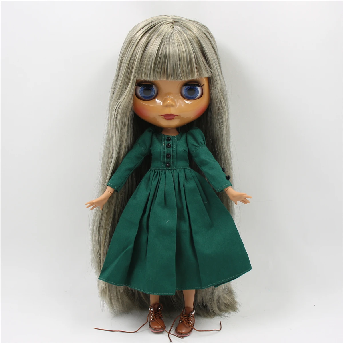 Фабрика blyth кукла 1/6 bjd шарнир тела темная кожа матовое лицо фиолетовые волосы без