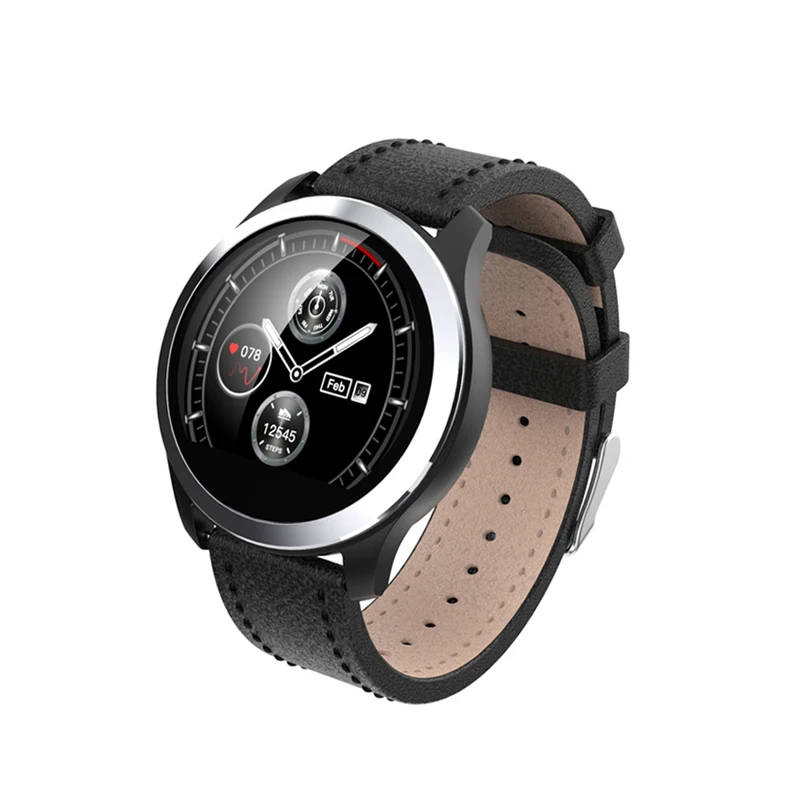 leather black Ravi ЭКГ PPG монитор сердечного ритма Смарт-часы Z03 трекер спортивной активности IP68 умные часы для мужчин подключение Android IOS Apple iPhone - Цвет: leather black