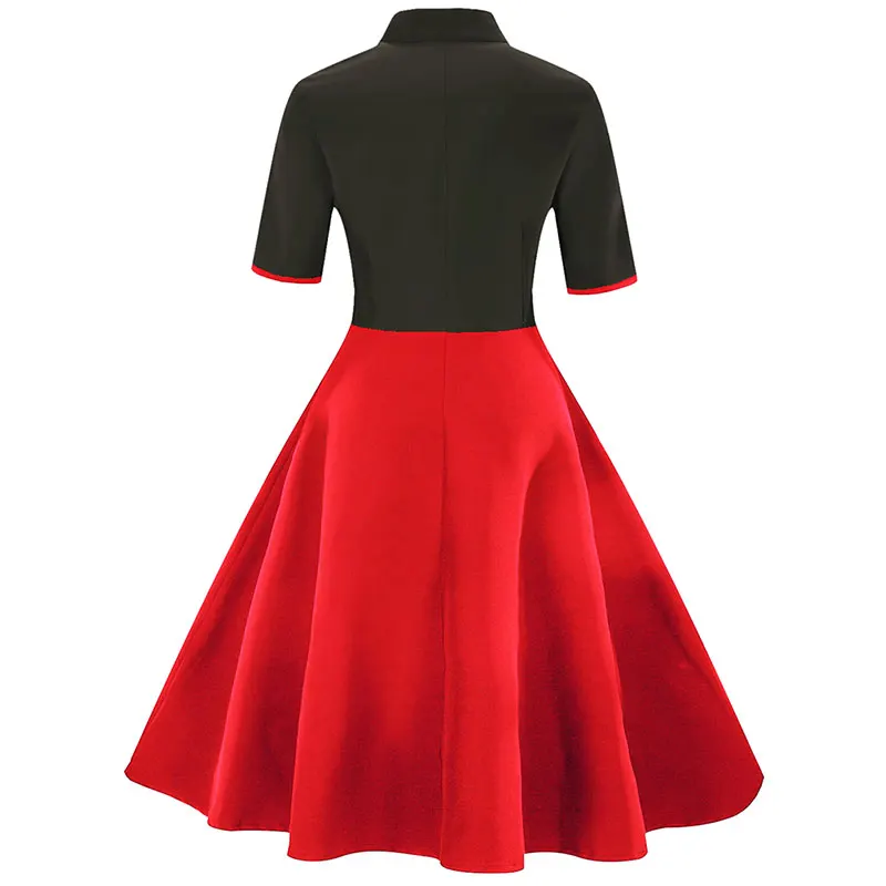 WLLW Для женщин Винтаж коктейльное свободное платье 1950 S короткий рукав Hollowed