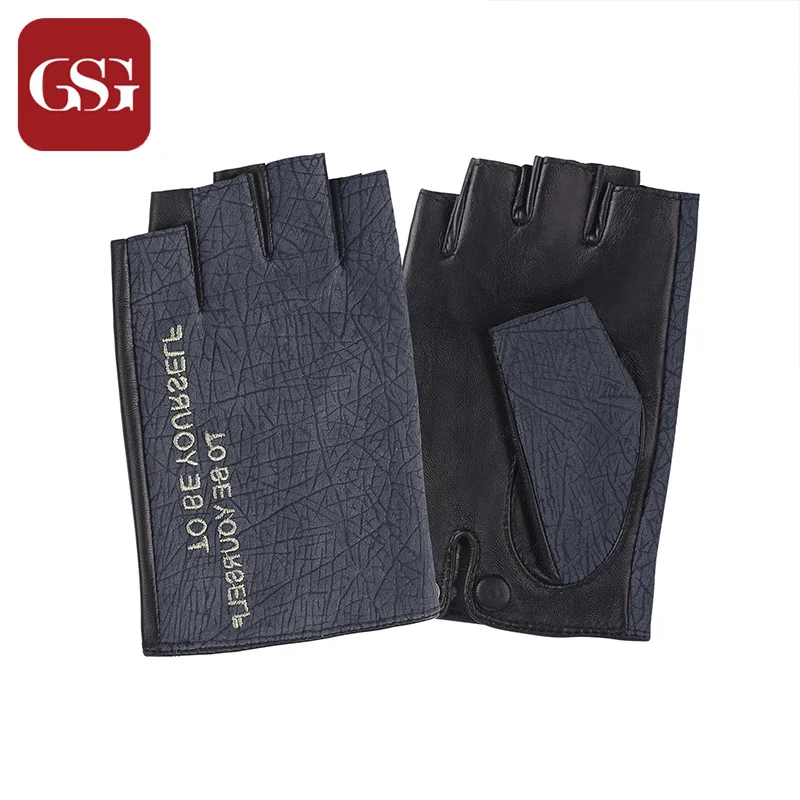 Женские кожаные перчатки GSG Вечерние из овечьей кожи с натуральным тиснением без