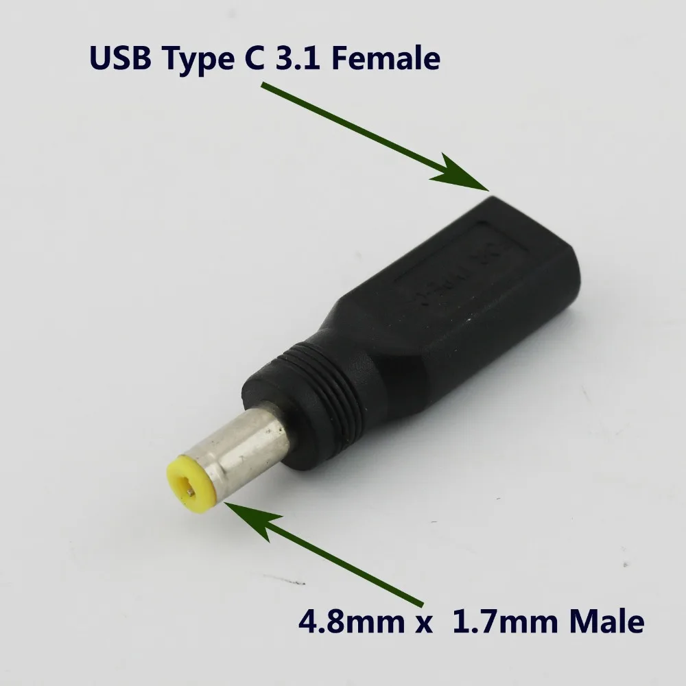 1 шт. USB 3 type C USB-C Женский до 4 8 мм x 7 Мужской DC зарядное устройство с адаптером