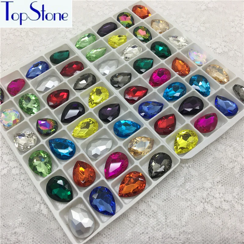 Смешанные цвета стеклянный кристалл в форме слезы заостренные с обратной