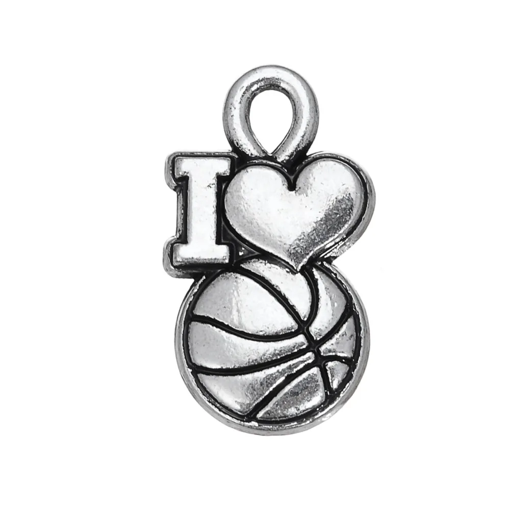 EUEAVAN 20 шт античное посеребренное ожерелье с надписью I Love Basketball браслет из сплава