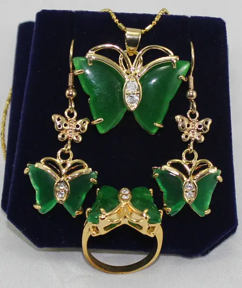 Красивые серьги бабочки с зелеными ядами Размер 7 8 9 #|earring pendant|butterfly jadering earring |