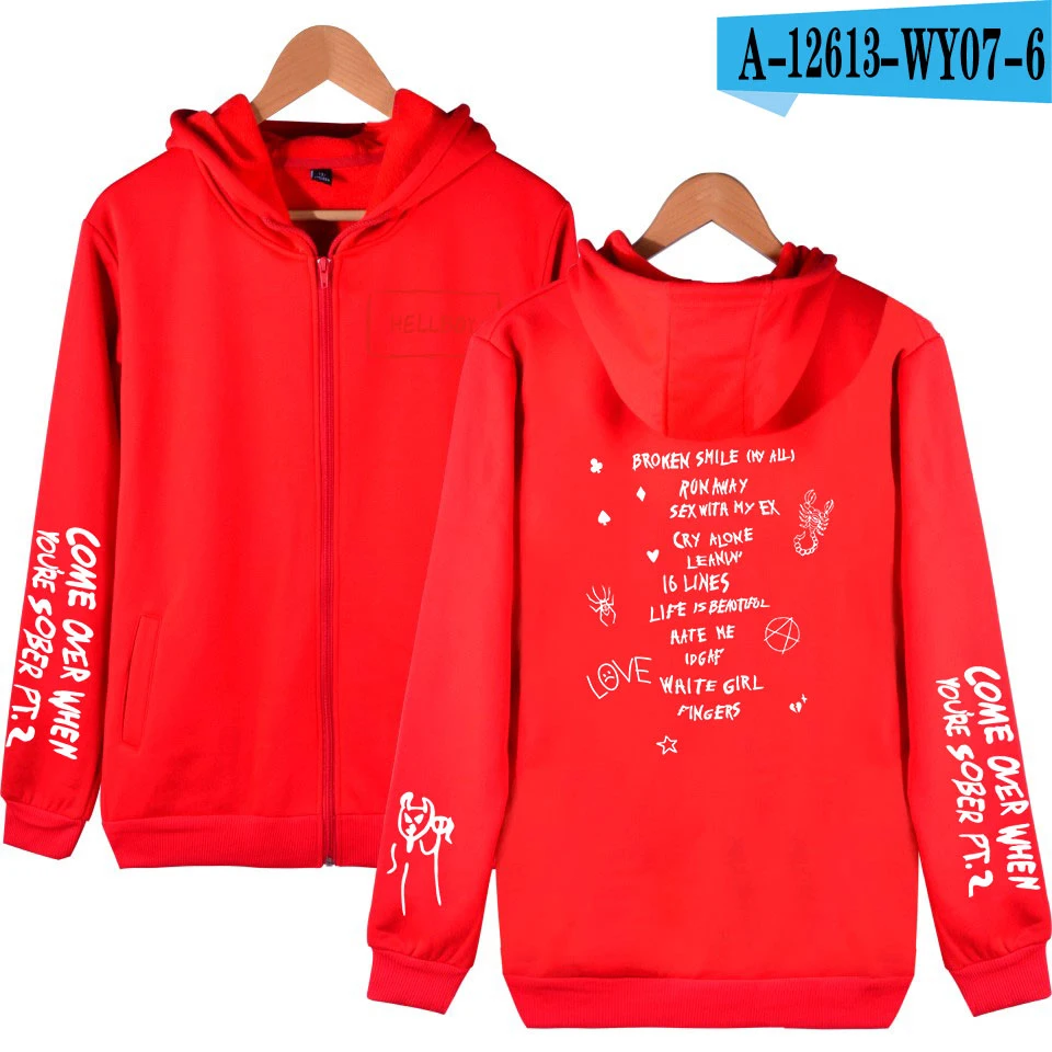 Lil peep harajuku Kpop толстовки на молнии Толстовка женская мужская уличная куртка одежда оверсайз хип-хоп Bangtan Одежда для мальчиков - Цвет: red