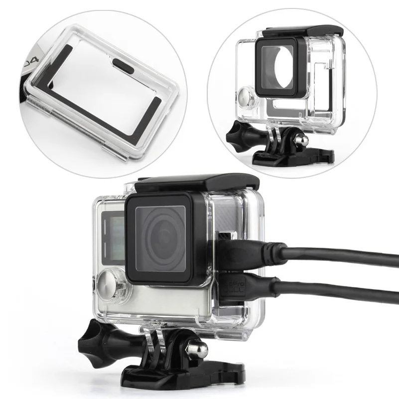 Чехол каркас QIUNIU для GoPro Hero 4 защитный чехол с боковым открыванием 3 + аксессуары