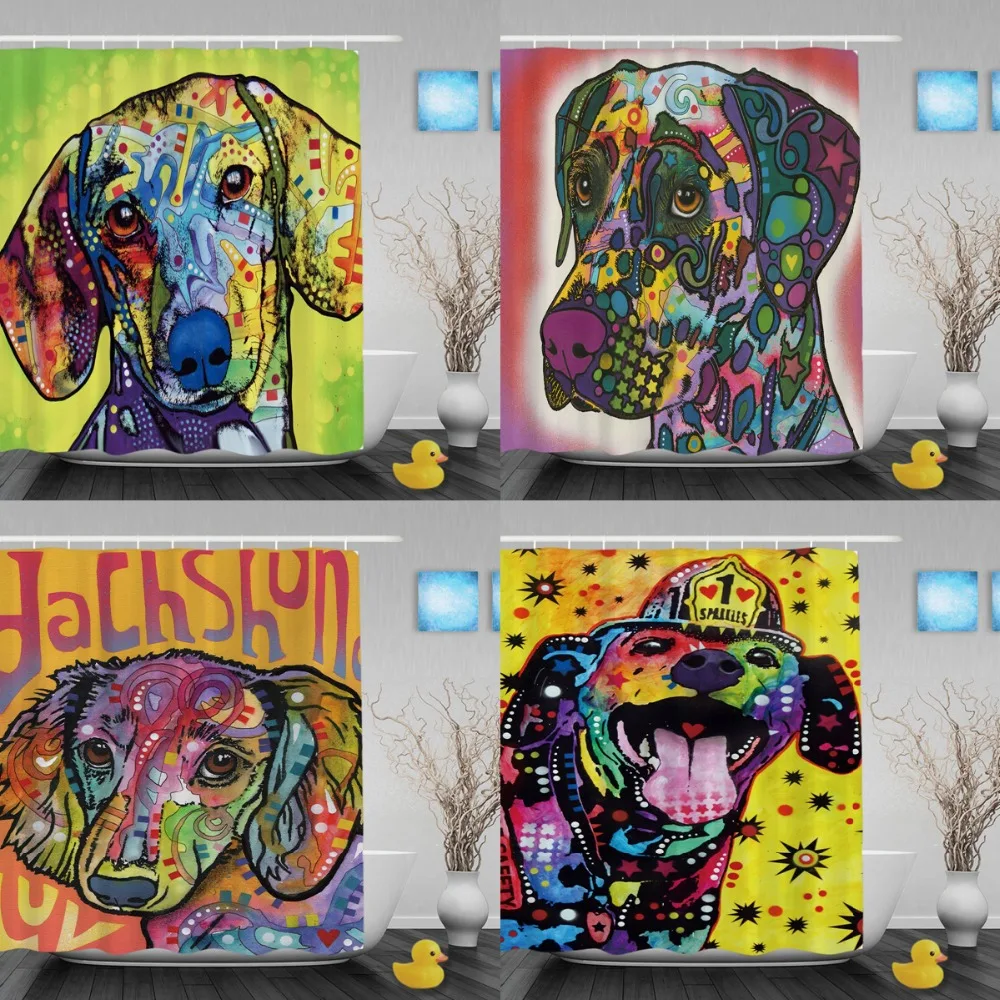 Модная такса собака занавески для душа художественные животные на заказ ванной