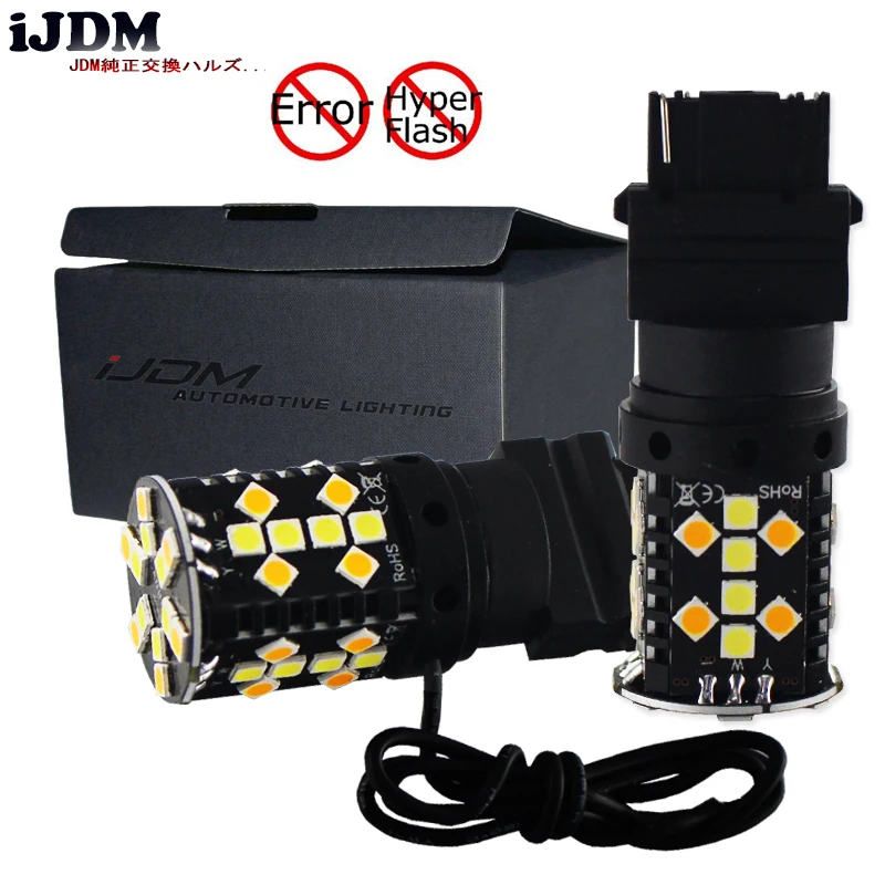 Без гипервспышки 7440 LED Canbus 1156 BAU15S 3156 T20 P21W белые/Янтарные светодиодные лампы для