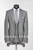 free shippingnew style design gray peak lapel groom tuxedos groomsmen men wear wedding suitcustom made man dress vest suits