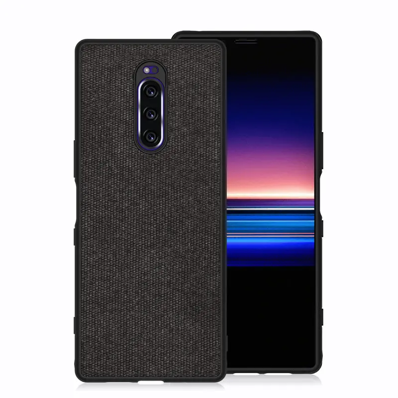 Black SRHE для sony Xperia 1 чехол, винтажный тканевый силиконовый чехол, полное заднее покрытие для sony Xperia 1 Xperia1 J8110 J8170 J9110 - Цвет: Black