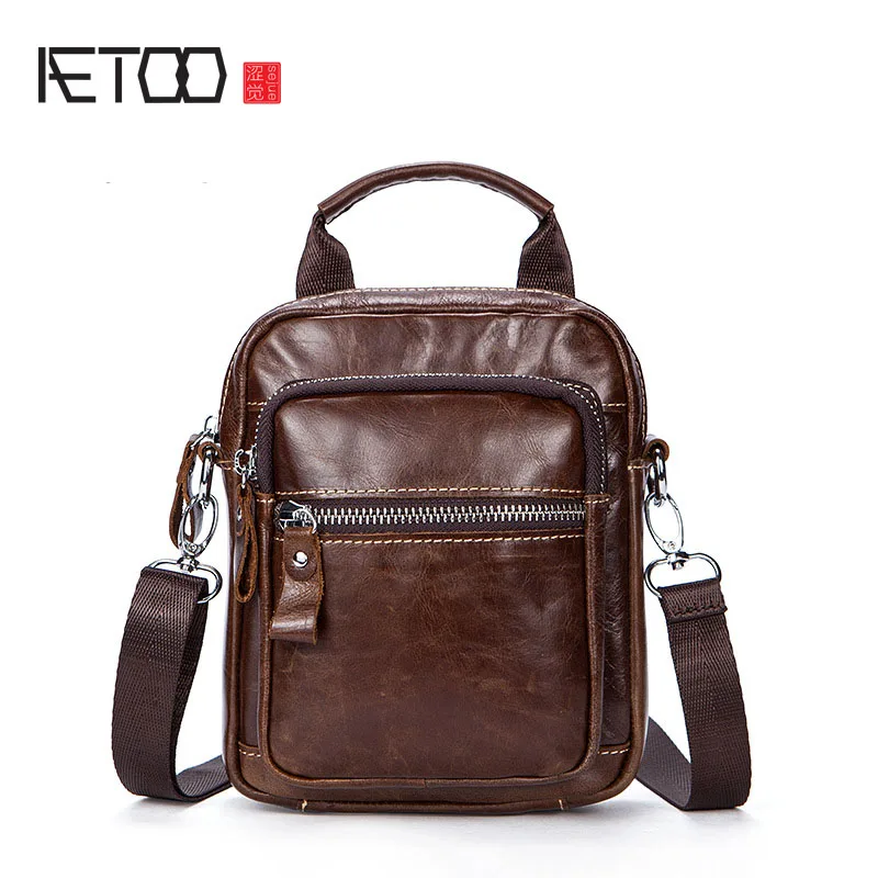 Мужская сумка-мессенджер AETOO кожаная сумка в стиле ретро с кожаным ремнем и