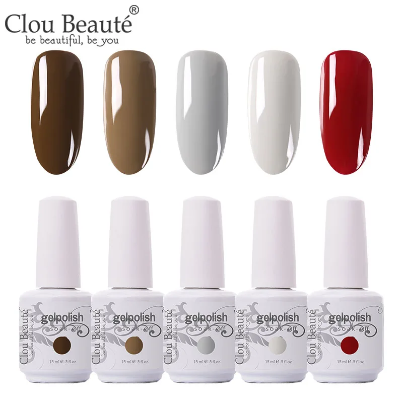 Clou Beaute 5 шт./лот УФ гель лак для ногтей Набор для маникюра геллак Полупостоянный гибридный дизайн ногтей УФ-гель для ногтей - Цвет: 5pcs-15ml-ZH03