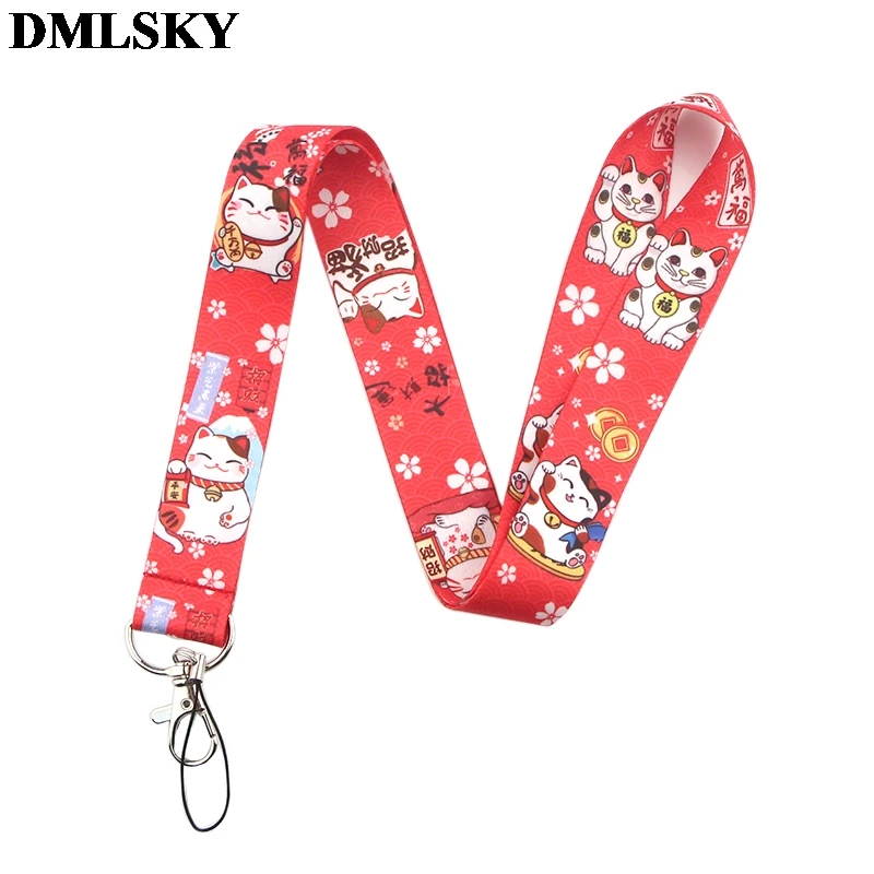DMLSKY Fortune cat Забавный шнурок для телефона брелок ключей значок ID Мобильный телефон