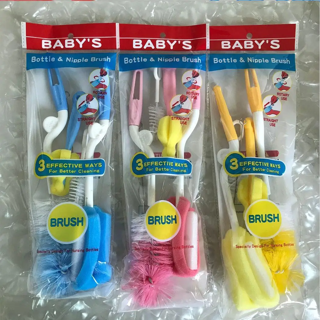 5 шт./компл. ершом Пластик Стекло молока воды инструмент для очистки губки чистки бэби бутылочка кормления