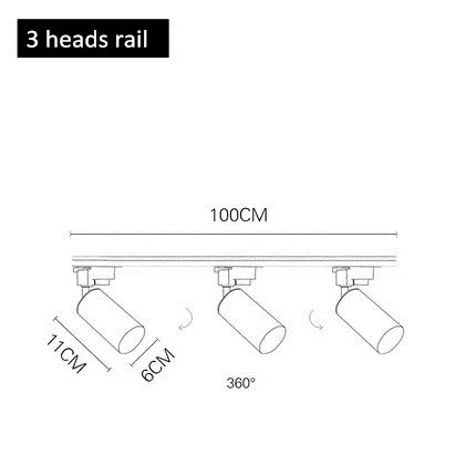 3 heads rail Modern Golden Ceiling Lights Wrought Aluminium LED Ceiling Lamps Rail Track Lamps For Living Room Kitchen Home Lighting Fixtures - Цвет корпуса: 3 heads rail