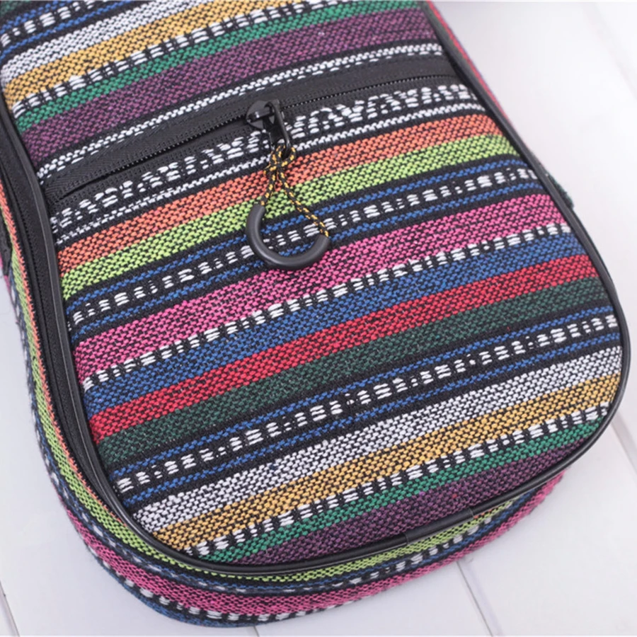 

21 / 23 Inch Ukulele Bag Folk Style Knitted Backpack Case 10mm Cotton Padding With Adjustable Shoulder Strap