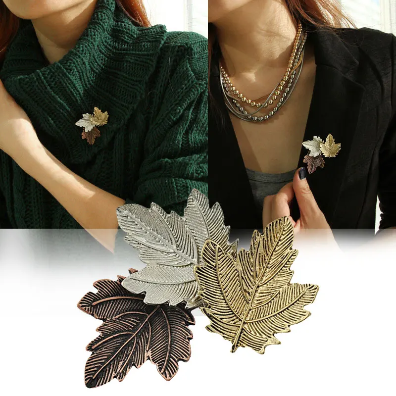 Винтажная заколка Очаровательная брошка в виде кленового листа шпильки