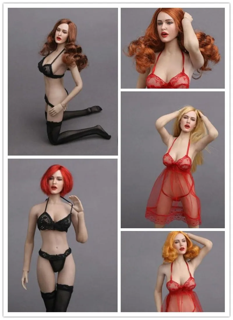 

GACTOYS GC017 масштаб 1/6, женская голова, лепка с выражением лица, открытый рот, вьющиеся коричневые волосы GC017 для 12-дюймовых экшн-фигурок бледно