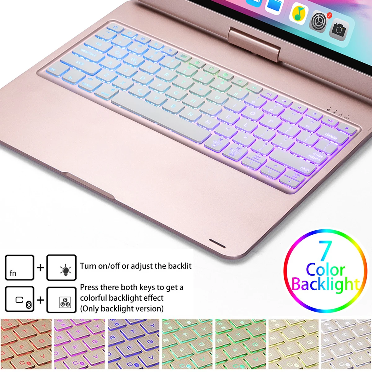For iPad Pro 12.9 Inch Tablet Case USA Keyboard Smart Cover 360 degree rotating Bluetooth Keyboard Smart Sleep Tablet Case