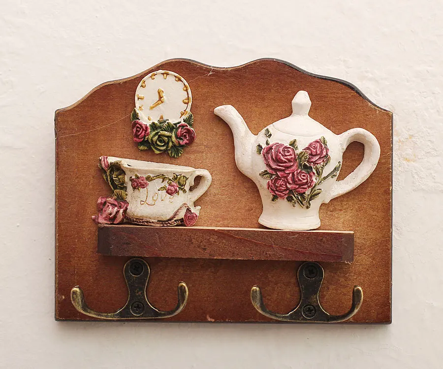 2015 spring product ideas Home Decoration wooden waves head-hanging hooks double teapot 1003 |
