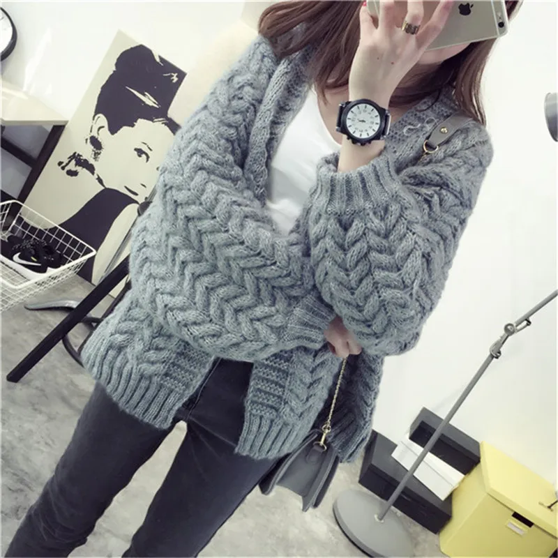 Корейский стиль 2019 Осень зима короткий кардиган женский свитер вязаные