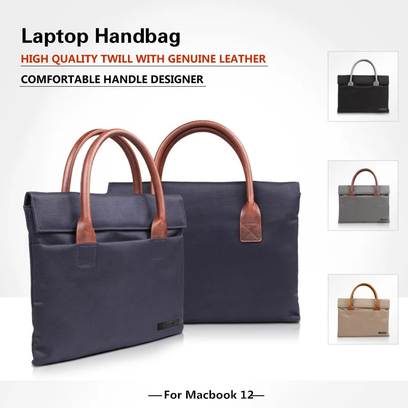 Новинка 2017 сумка из ткани Оксфорд и натуральной кожи чехол для ноутбука Apple Macbook 12