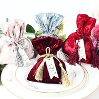 new velvet gift bag with thanks card fringed wedding favors and gift box candy boxes for wedding baby shower party supplies