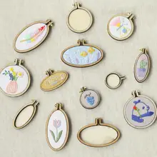 Mini Wood Embroidery Hoop Pendant Laser Cut Embroidery Frame Tiny Stitching Jewelry Hoop For Necklace Oval And Round