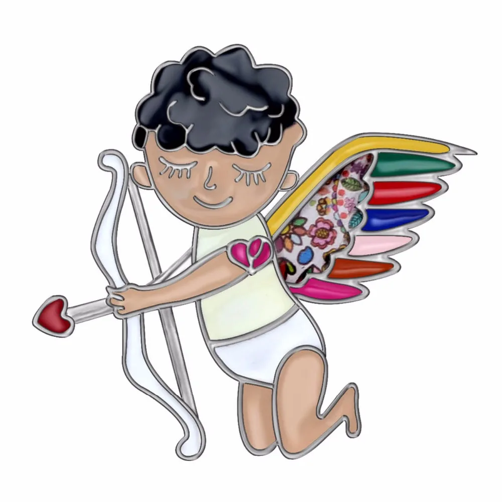 WEVENI Alloy Enamel Sweet Angel Cupid Arrow Brooches Fashion Clothes Pin Jewelry For Women Girls Teens Gift Accessories | Украшения и