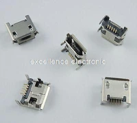 100 pcs micro usb type b female 5 pin dip socket connector 4 legs