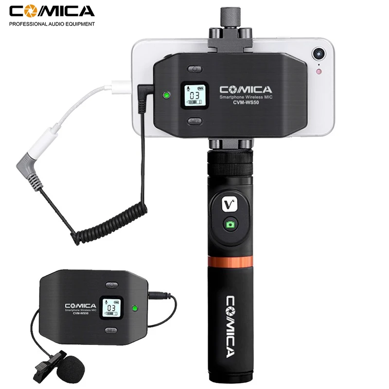 Comica CVM-WS50(A) 6 каналов смартфон беспроводной петличный микрофон Lavalier системы для iPhone samsung Huawei телефоны/DSLR камеры
