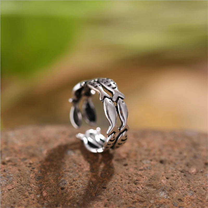 Женские винтажные кольца с рыбками двухслойные открытые для вечеринок подарок