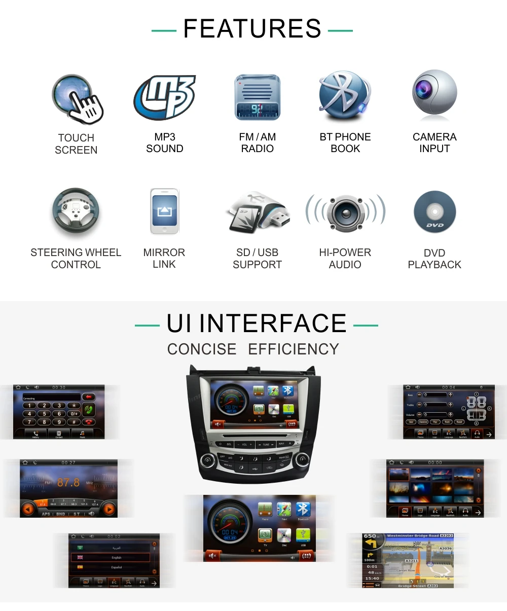 Dinpei " Автомобильный DVD плеер для Honda Accord 7 2003 2004 2005 2006 2007 радио gps навигации стерео одного уха AC WinCE6.0