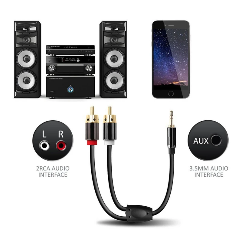RCA кабель 2RCA до 3 5 аудио мм Jack AUX между мужчинами для DJ усилители сабвуфер микшер
