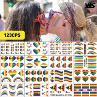 123 pcs set gay lesbian stickers pride rainbow flag love hearts lgbt stickers ribbon parades festival party favors decorations