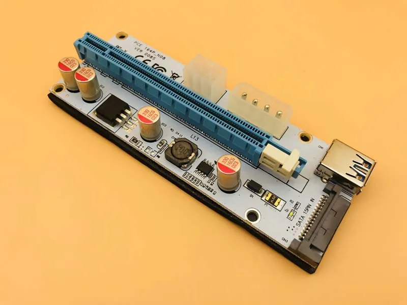 Новинка PCI E Express Riser 3в1 SATA 4Pin 6Pin Power USB 3 0 1x to 16x Card для BTC Antminer Miner|Платы расширения| |