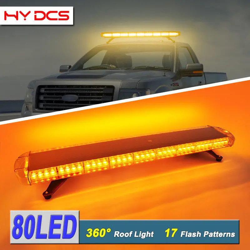 80LED 3" до 72" светодиодный стробоскопический сигнальный светильник для автомобилей, грузовиков, маяков, аварийный светильник s светильник 12 В/24 В, Желтый янтарь - Цвет: 80LED