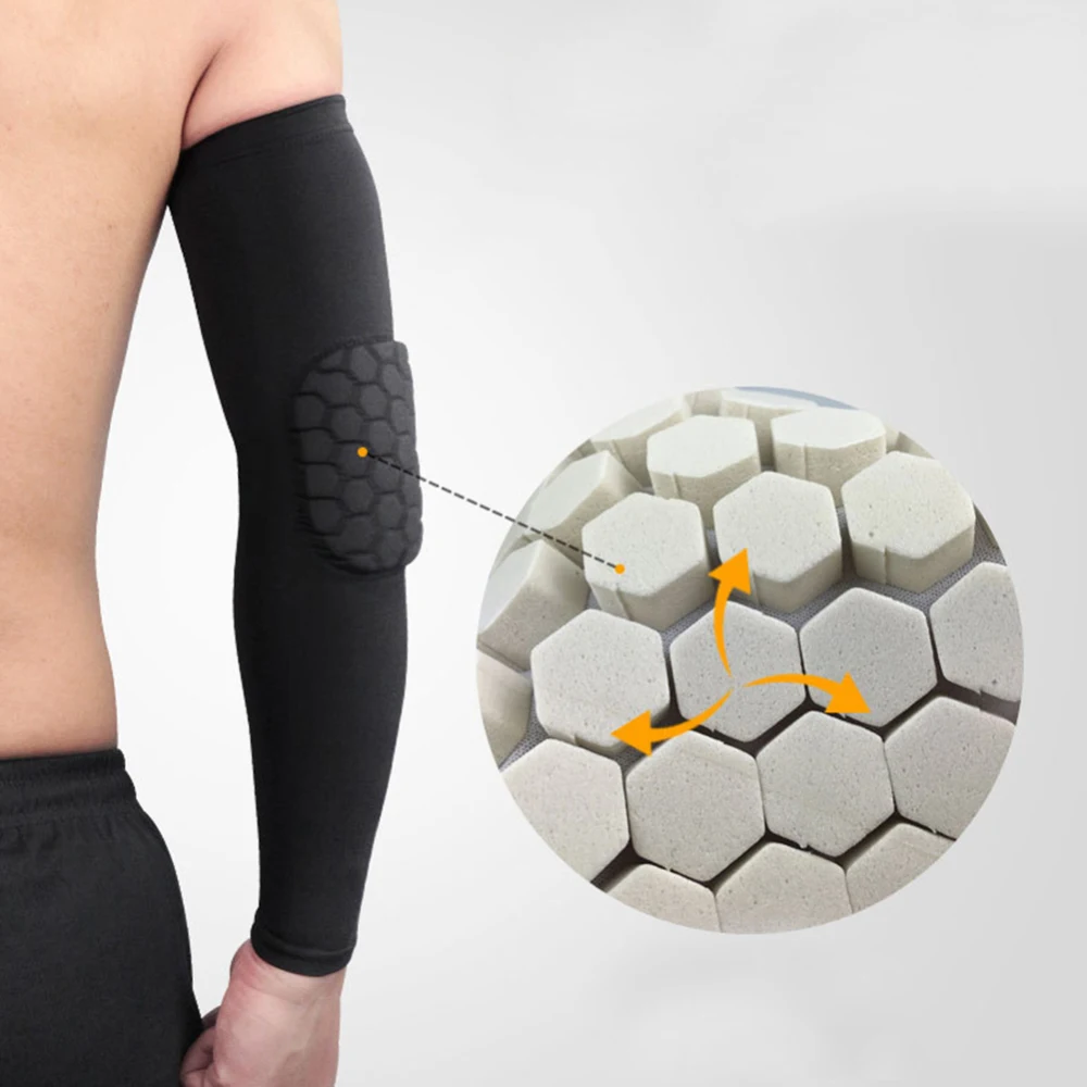 

1PC Elastic Gym Sport Basketball Shooting Arm Sleeve Elbow Protector Guard Crashproof Thick Honeycomb Elbow Support Pads